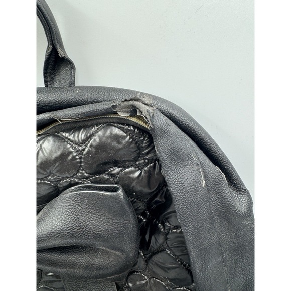 Betsey Johnson Bow-Nanza Backpack Pink Heart Quilted Faux Leather Y2K READ - Picture 3 of 16